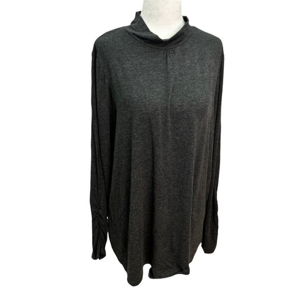THE Girlfriend Tee🖤Mock Turtleneck Grey Long Sleeve Top Size 1X - Picture 1 of 10